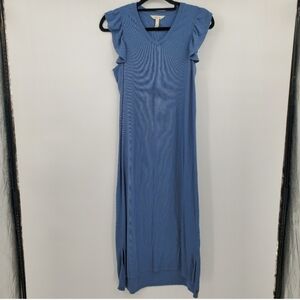 ♧ Matilda Jane Far Away Flutter Sleeve Sheath Midi Dress Size Small Slate Blue